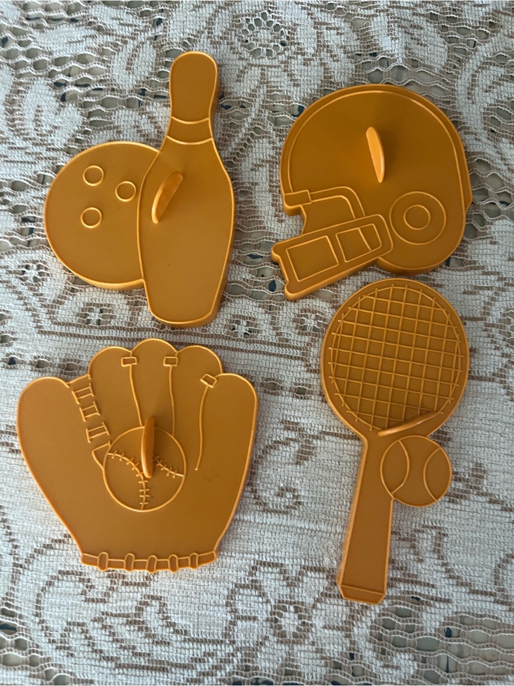 Wilton Cookie Cutters Football Bowling Tennis Baseball Glove 1989 set of 4
